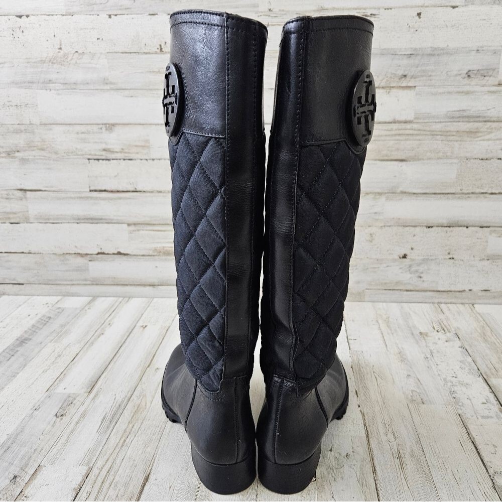 Tory Burch Rowan Solid Black Quilted Logo Tall Ri… - image 4